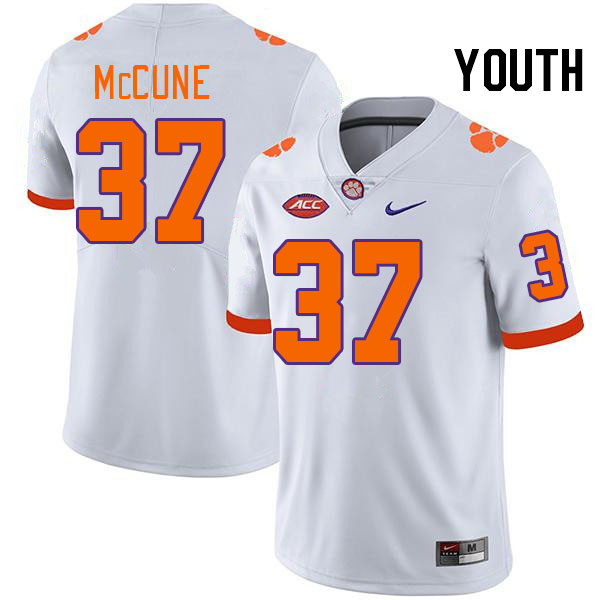 Youth #37 Will McCune Clemson Tigers College Football Jerseys Stitched-White